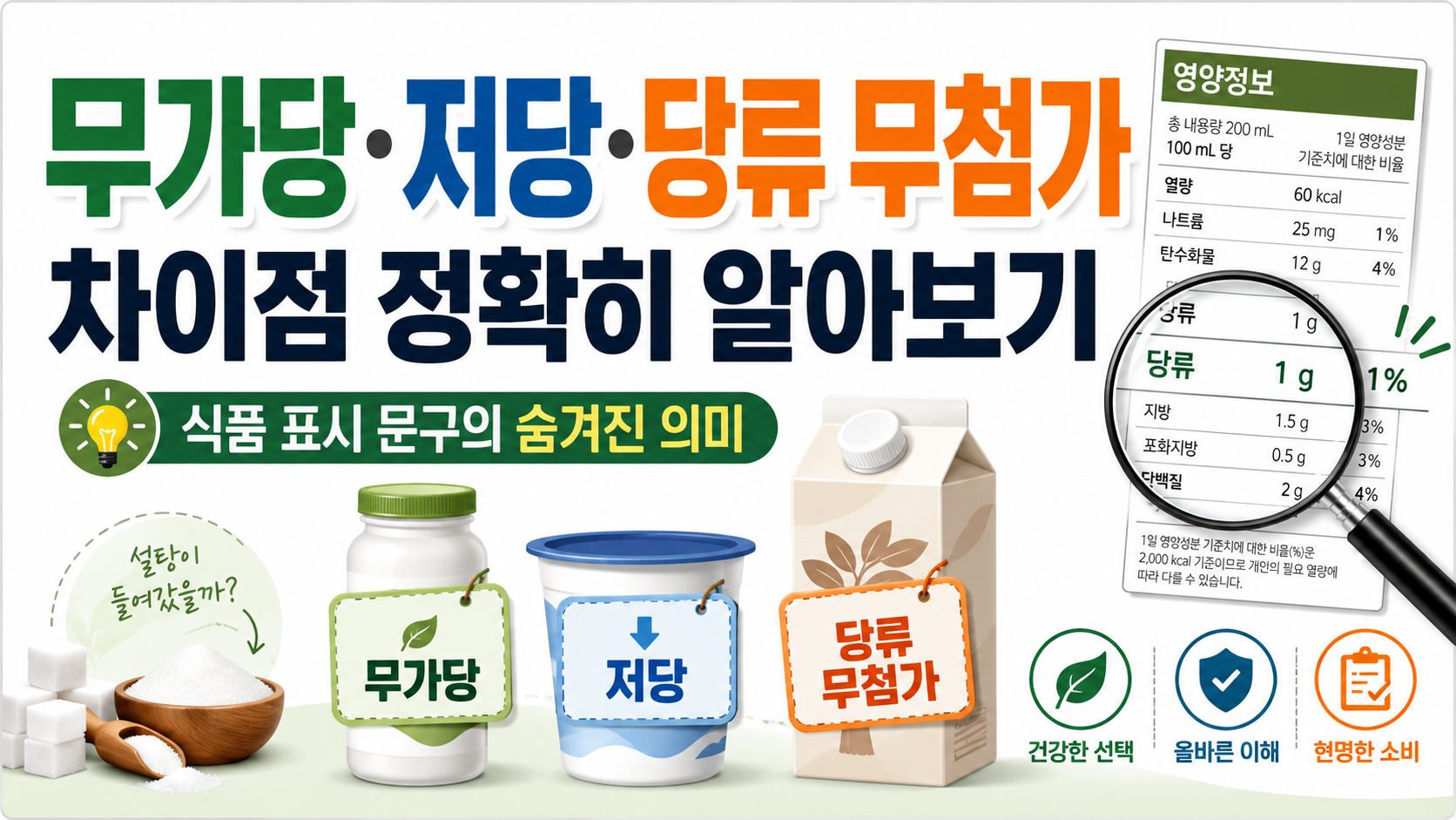 무가당·저당·당류 무첨가의 차이점: 식품 표시 문구에 숨겨진 의미 정확히 알아보기