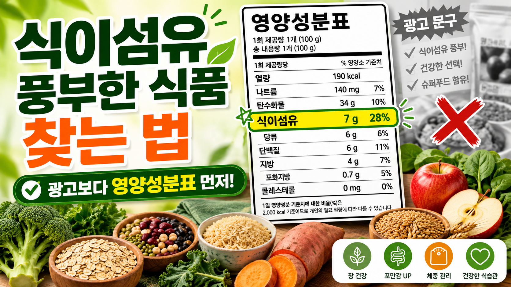 식이섬유가 풍부한 식품을 찾는 방법: 제품 광고보다 영양성분표를 먼저 봐야 하는 이유 썸네일