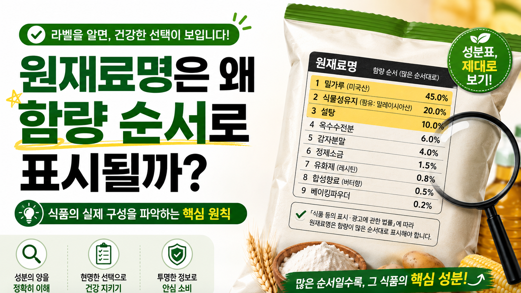 원재료명은 왜 함량이 많은 순서로 표시될까? 식품의 실제 구성을 파악하는 핵심 원칙 썸네일